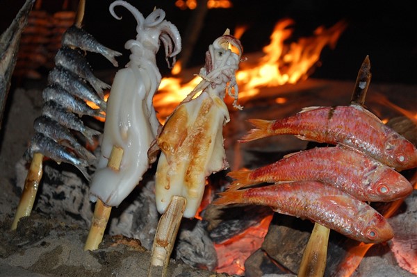 Seafood Grilled Over Open Flames